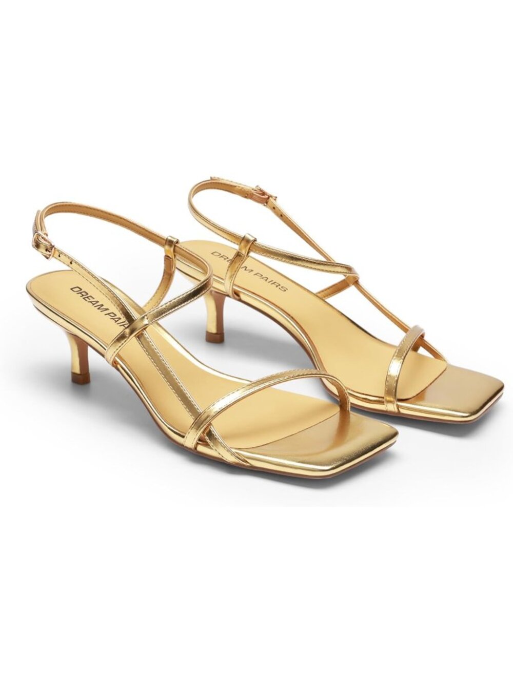 Women's Low Kitten Heels Square Open Toe Black Ankle Strap Party Sandals Shoes - Picture 5 of 6